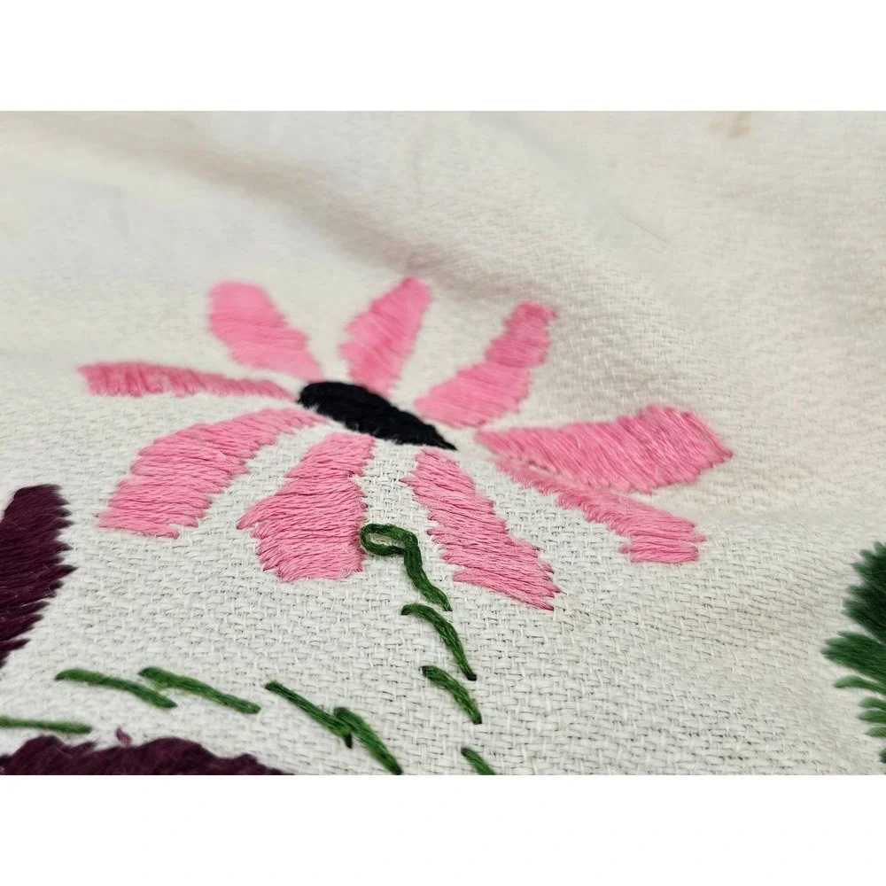 Tea Cozy Cover Cream‎ 1900s Hand Embroidered Floral Antique